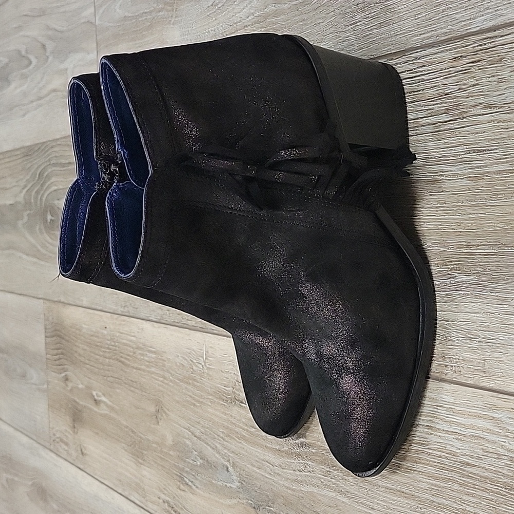 Valentina Rangoni Size 6 1/2 Black Suede Fringe Bootie - Picture 4 of 11
